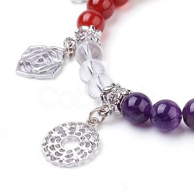 Natural Gemstone Charm Bracelets BJEW-P179-06-1