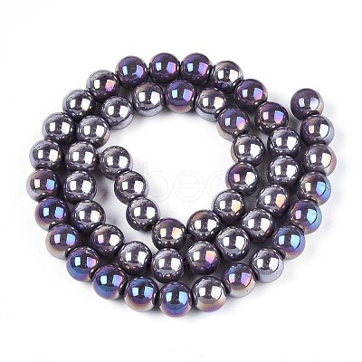 Electroplate Opaque Glass Beads Strands LS-GLAA-T032-P8mm-AB15-1