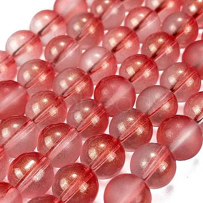 Frosted Transparent Glass Bead Strands GLAA-P065-10mm-06-1