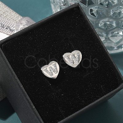Rack Plating Brass Micro Pave Clear Cubic Zirconia Stud Earrings EJEW-K299-01P-W-1