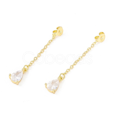 Rack Plating Brass Micro Pave Clear Cubic Zirconia Friction Ear Nut EJEW-I266-04G-1