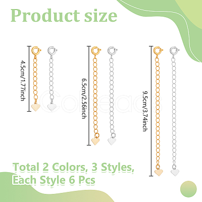 18Pcs 6 Styles Brass Chain Extender FIND-NB00002-1