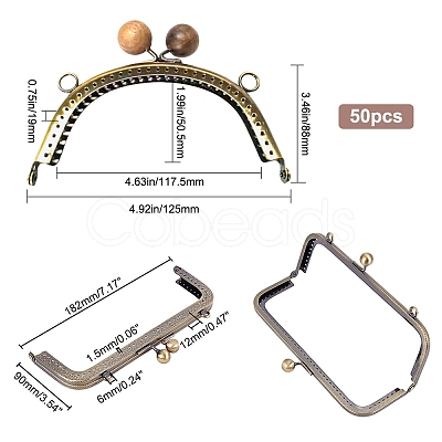 2Pcs 2 Style Iron Purse Frame Handle FIND-WR0002-95-1