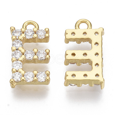 Brass Micro Pave Cubic Zirconia Charms KK-T060-05-E-G-NF-1