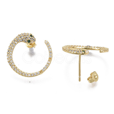 Brass Micro Pave Cubic Zirconia Stud Earrings EJEW-S208-091-1