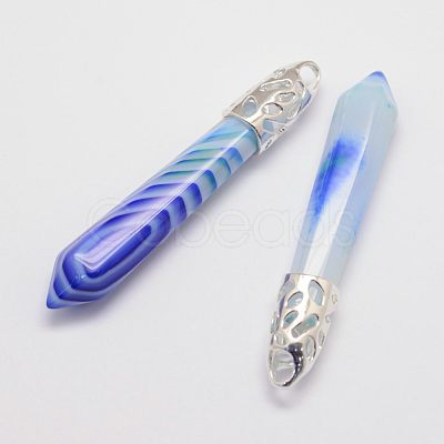 Natural Stripe Agate Big Pointed Pendants G-D860-C19-P-1