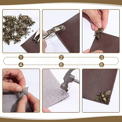 20Pcs Zinc Alloy Bees Decorative Rivets FIND-PH0062-14AB-1