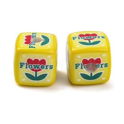 Printed Opaque Acrylic Beads SACR-A009-01E-1