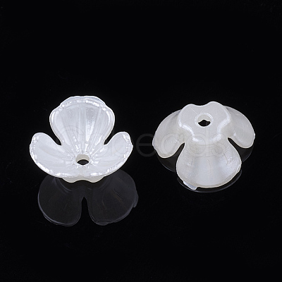 3-Petal ABS Plastic Imitation Pearl Bead Caps OACR-S020-20-1