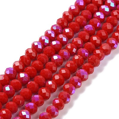 Electroplate Opaque Solid Color Glass Beads Strands EGLA-A034-P4mm-L04-1