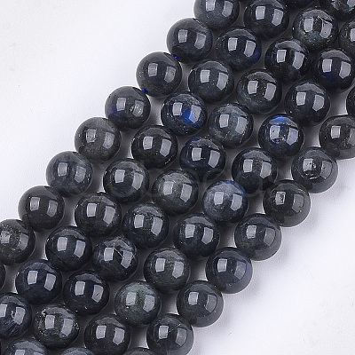 Natural Black Labradorite Beads Strands G-S333-8mm-021A-1