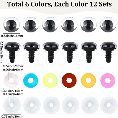 36 Sets 6 Colors ABS Plastic Safety Craft Eye DIY-GF0010-66A-1