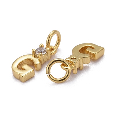 Brass Micro Pave Clear Cubic Zirconia Pendants ZIRC-Z011-35G-1