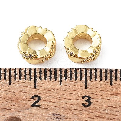 Brass Micro Pave Cubic Zirconia Beads KK-A189-11G-1