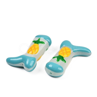 Boot Baking Paint Glass Enamel Beads LAMP-C020-02E-1