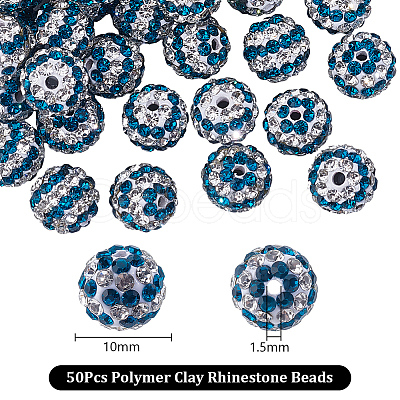 Olycraft 50Pcs Polymer Clay Rhinestone Beads PORC-OC0001-13B-1