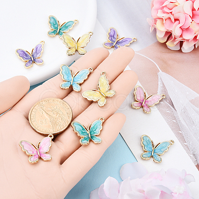10Pcs 5 Colors Rack Plating Alloy Enamel Pendants ENAM-YW0004-74-1