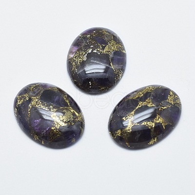 Brass Line Amethyst Cabochons X-G-E464-42F-1