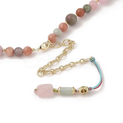 Natural Agate & Pearl & Natural Rose Quartz Beaded Necklaces NJEW-L119-08G-1