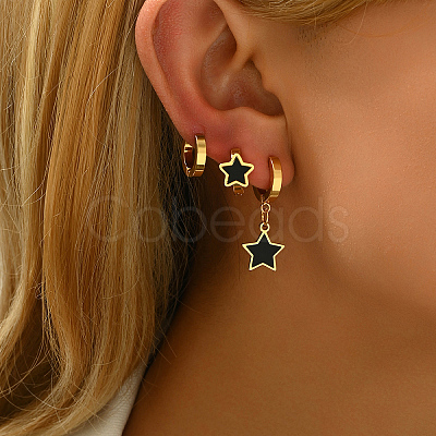 3 Pairs 201 Stainless Steel Acrylic Hoop Earrings for Women BM5587-1