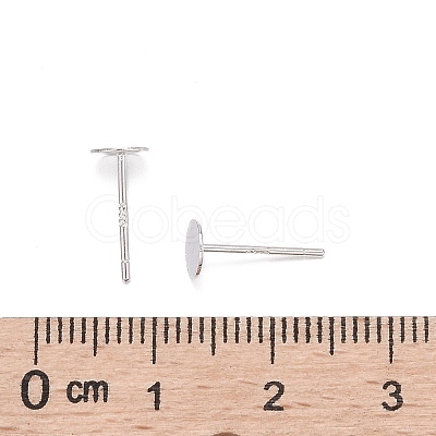 925 Sterling Silver Flat Pad Stud Earring Findings STER-K167-045D-S-1