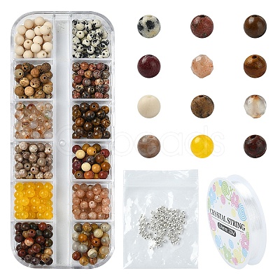 DIY Natural Gemstone Round Beads Stretch Bracelets Making Kits DIY-YW0011-52-1