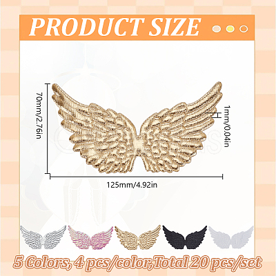 20Pcs 5 Colors Polyester Thread Iron on/Sew On Patches PATC-GO0001-13-1