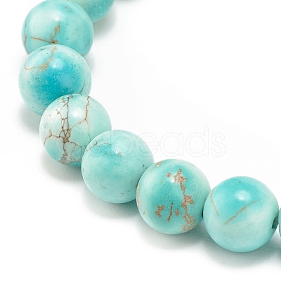 Natural White Jade & Howlite & Synthetic Turquoise(Dyed) Stretch Bracelet with Cross BJEW-JB08295-03-1