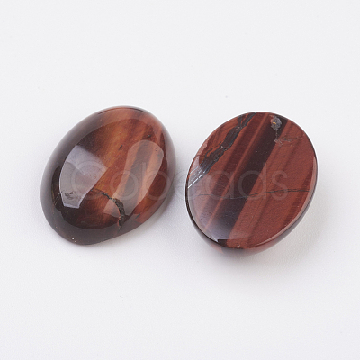 Natural Dyed & Heated Red Tiger Eye Flat Back Cabochons G-G741-13x18mm-13-1