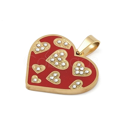 Ion Plating(IP) 304 Stainless Steel Enamel Rhinestone Pendants STAS-Q325-02E-G-1