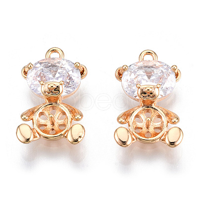 Brass Micro Pave Clear Cubic Zirconia Peg Bails Pendants KK-N216-399-1