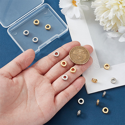 16Pcs 2 Colors Brass Micro Pave Clear Cubic Zirconia European Beads OPDL-UN0001-08-1