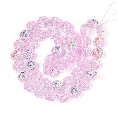 Electroplate Transparent Glass Beads Strands EGLA-N055-01F-1