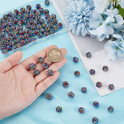 100Pcs Polymer Clay Pave Rhinestone Beads RB-PH0001-38B-1