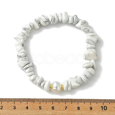 3Pcs 3 Styles Natural & Synthetic Mixed Gemstone Chip & Natural Cultured Freshwater Pearl Beaded Stretch Bracelets Set for Women BJEW-JB13762-01-1