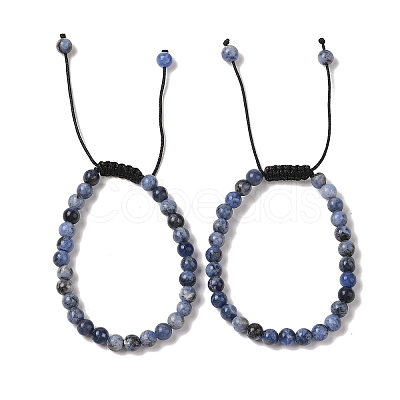 6mm Round Natural Sodalite Braided Bead Bracelets BJEW-C067-01A-03-1