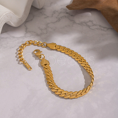 304 Stainless Steel Cuban Link Chain Bracelets for Women TJ2572-1