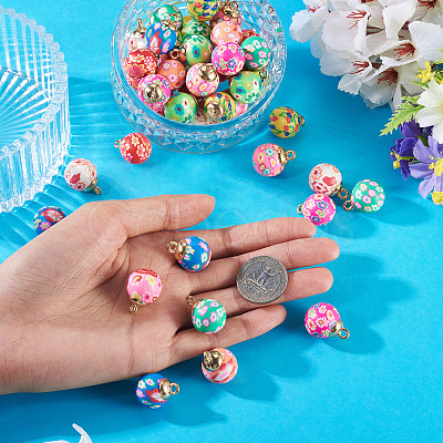 40Pcs 10 Colos Handmade Polymer Clay Pendants CLAY-TA0001-95-1