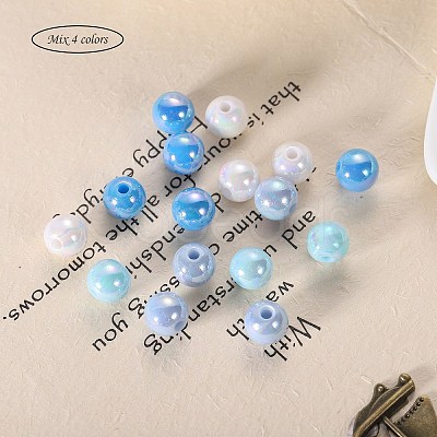 400Pcs 4 Colors Opaque Acrylic Beads MACR-SZ0001-79D-1