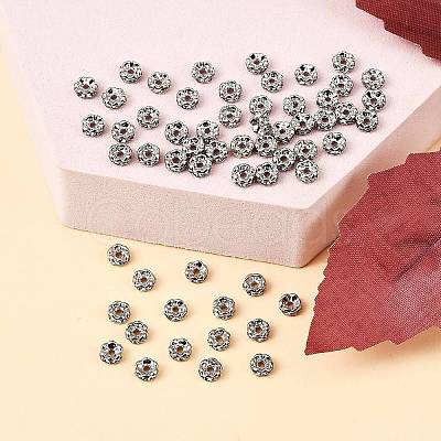 Brass Rhinestone Spacer Beads RSB031NF-01K-1