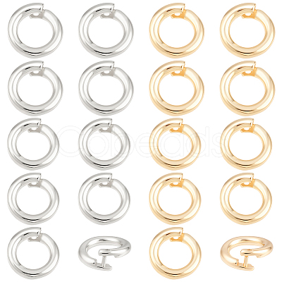 20Pcs 2 Colors Brass Locking Jump Rings KK-BBC0023-07B-1