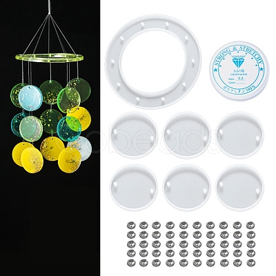 DIY Flat Round Wind Chime Making Kits DIY-P028-21-1