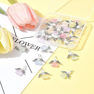 30Pcs Angel Acrylic & Glass Pendant PALLOY-FZ00016-1