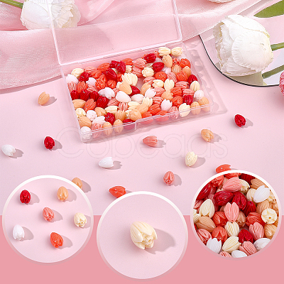 120Pcs 6 Colors Dyed Synthetic Coral Beads CORA-SC0001-28B-1