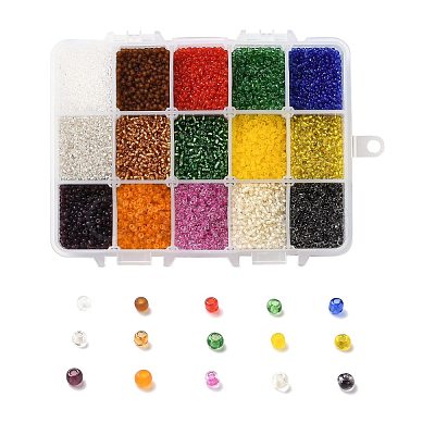 375G 15 Colors Glass Seed Beads SEED-JP0004-01-2mm-1