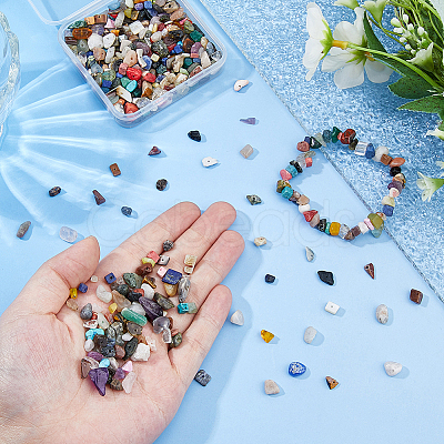 2 Strands Natural & Synthetic Mixed Gemstone Chip Beads Strands G-DC0001-56-1