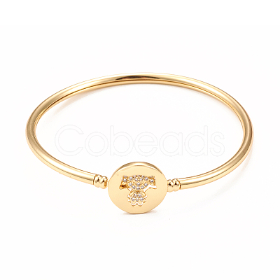 Rack Plating Brass Micro Pave Cubic Zirconia Bangles BJEW-E071-17G-02-1