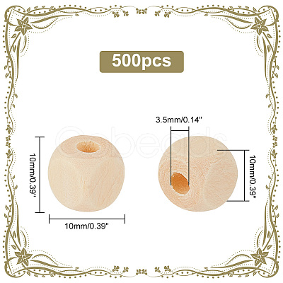 AHADERMAKER 500Pcs Natural Wood Beads WOOD-GA0001-50-1