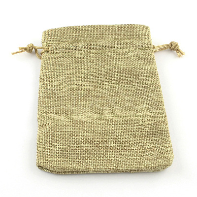 Polyester Imitation Burlap Packing Pouches Drawstring Bags X-ABAG-R005-18x13-01-1