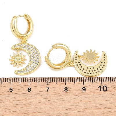 Brass Micro Pave Cubic Zirconia Hoop Dangle Earrings KK-CBA8324-05B-G-1